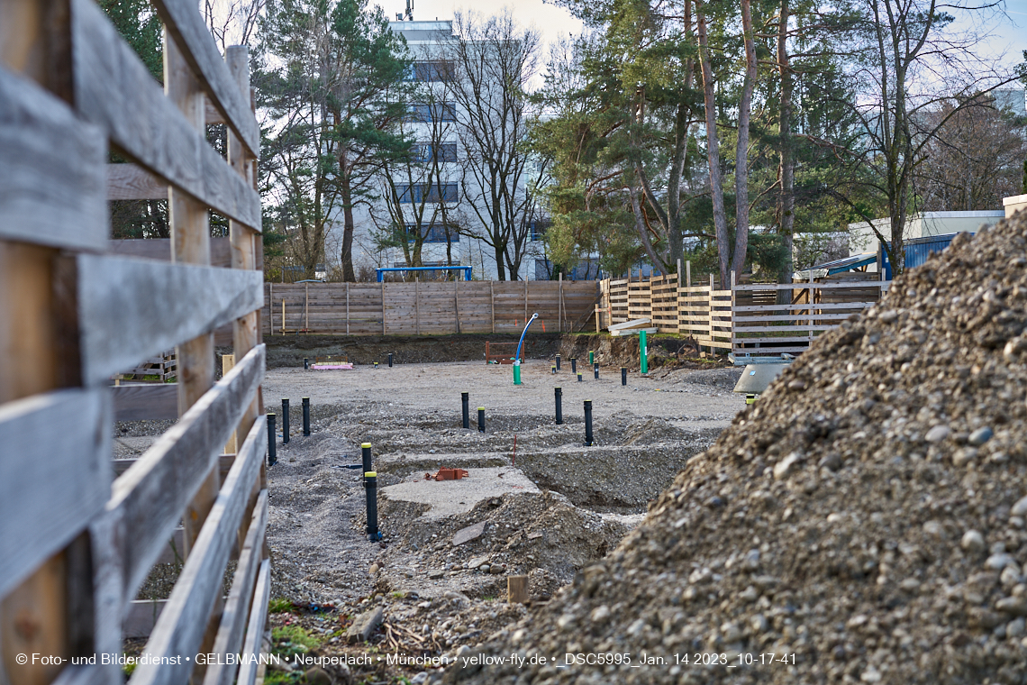 14.01.2023 - Baustelle an der Quiddestraße Haus für Kinder in Neuperlach
